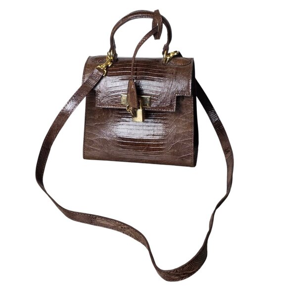 Mini Brown Leather Handbag Hermes Birkin Style with Lock & Key 6.75"x 6.25"x3.5" - Picture 2 of 7